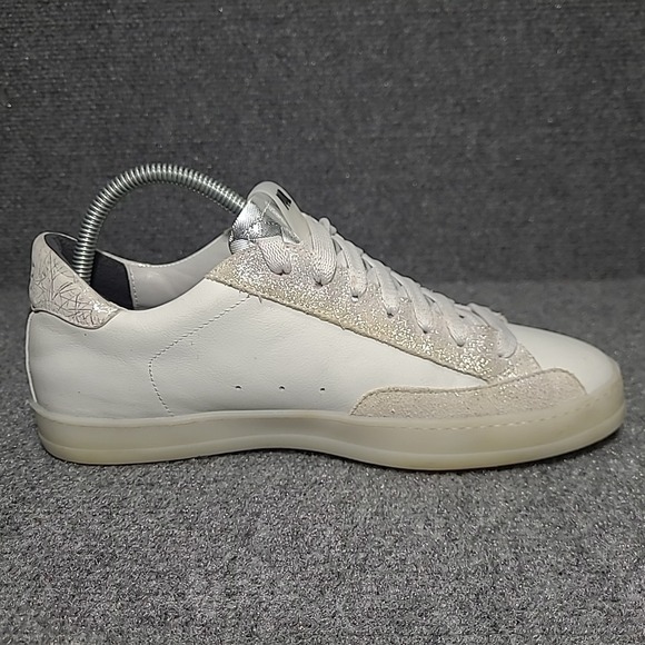 P448 John Low Top Sneakers Metallic Silver White Women's EU 40/ US 9.5 -10 - Picture 12 of 16